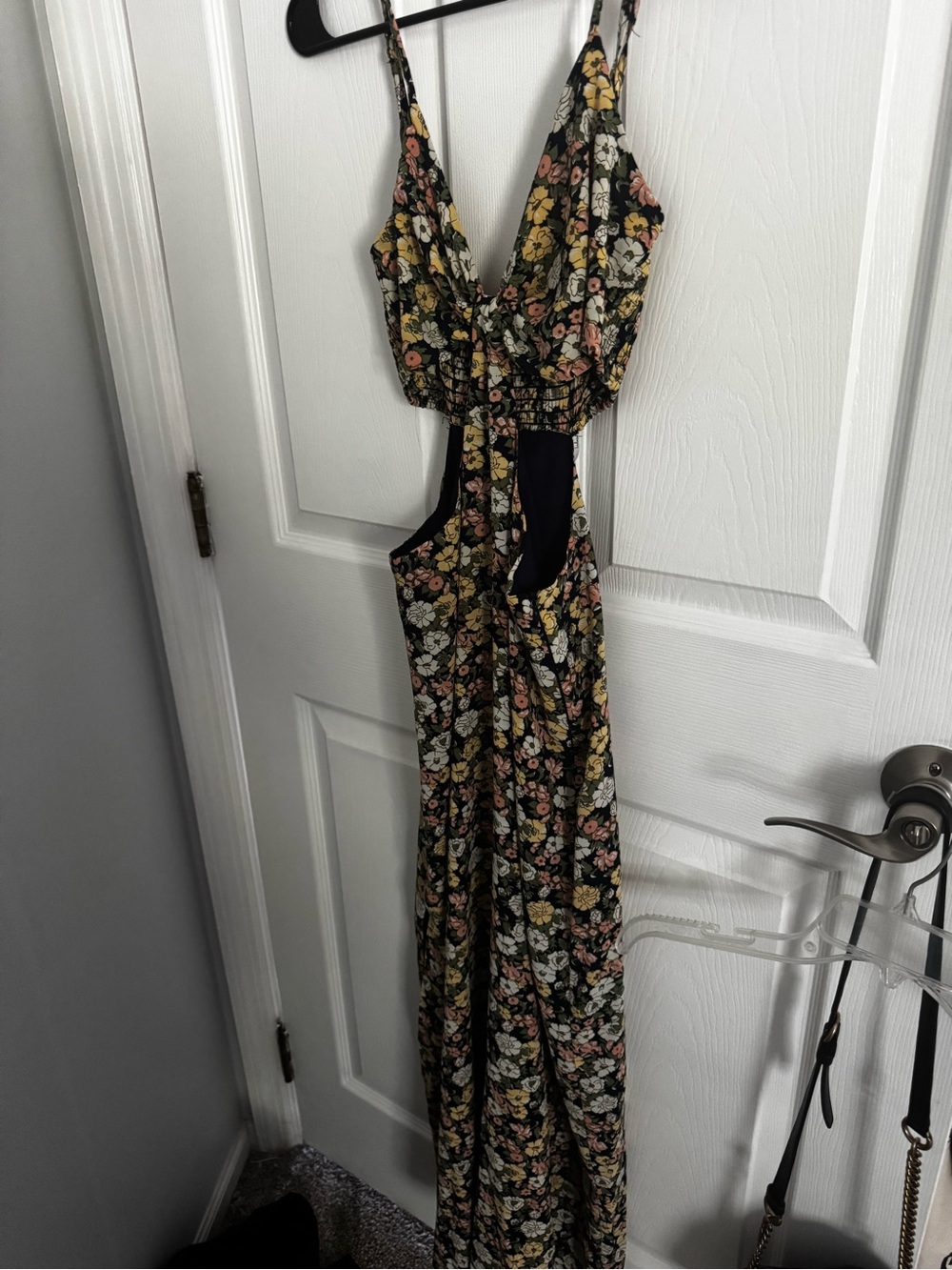 Floral Black Cutout Maxi Dress